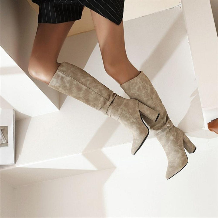 Rebecca's Slouchy Knee-High Pointed Toe City Boots