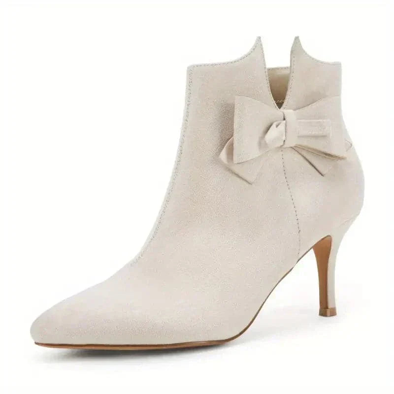 Rebecca's Elegant Bow Stiletto Ankle Boots