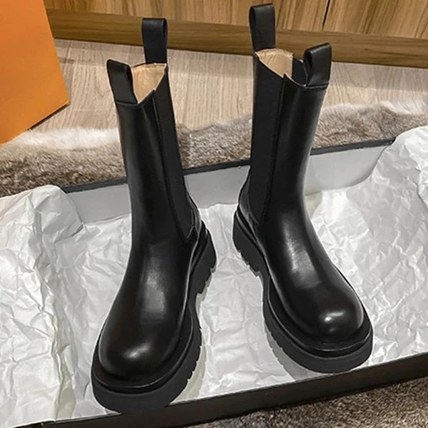 Rebecca's Chunky Leather Mid-Calf Boots