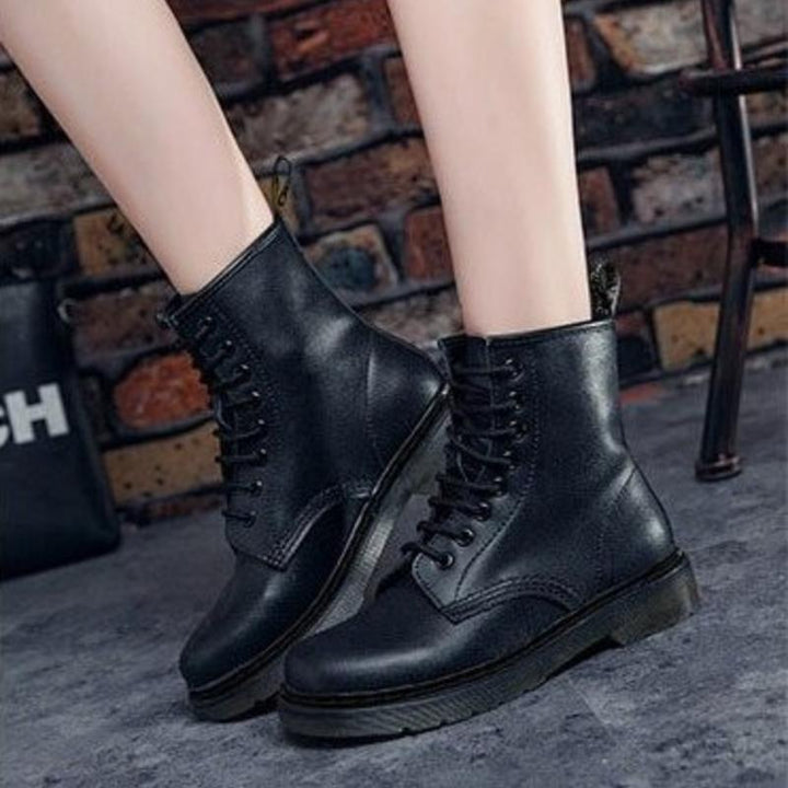 Rebecca's High-Ankle Leather Lace-Up Boots