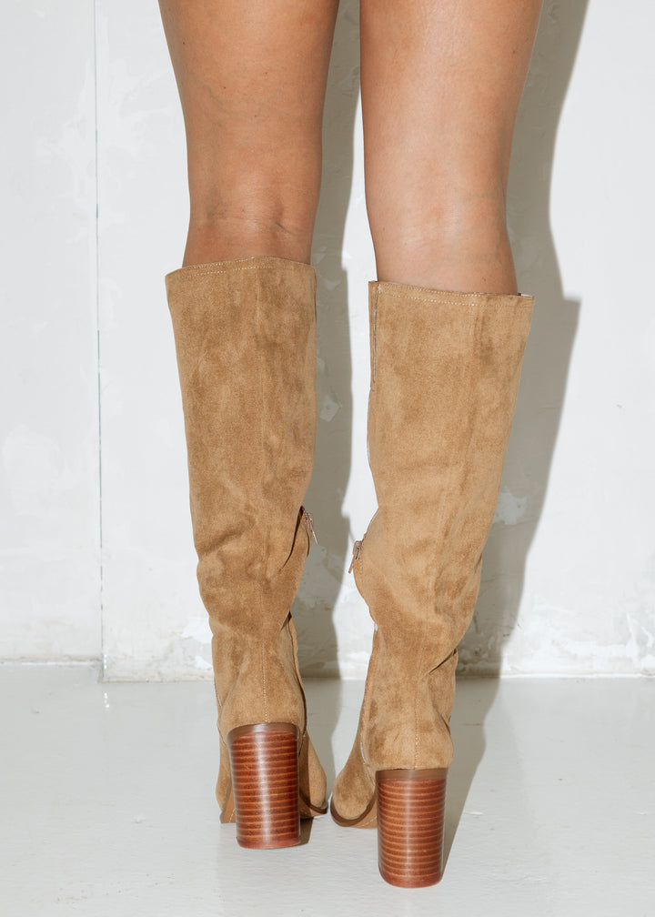 Rebecca's Latte Suede Knee-High Boots