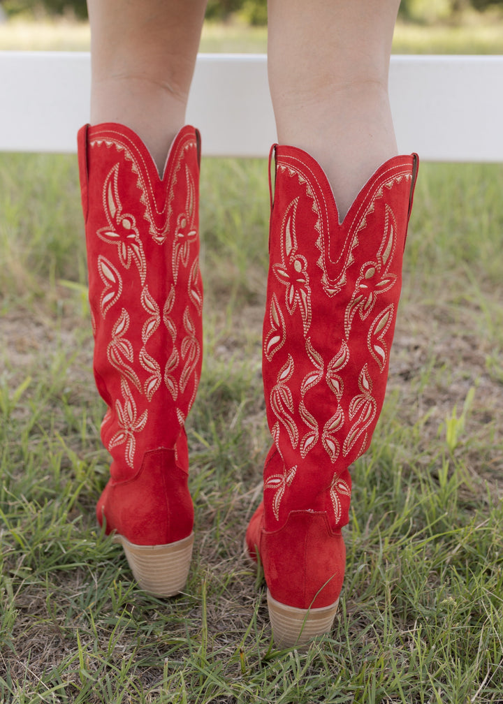 Rebecca's Red Embroidered Western Boots