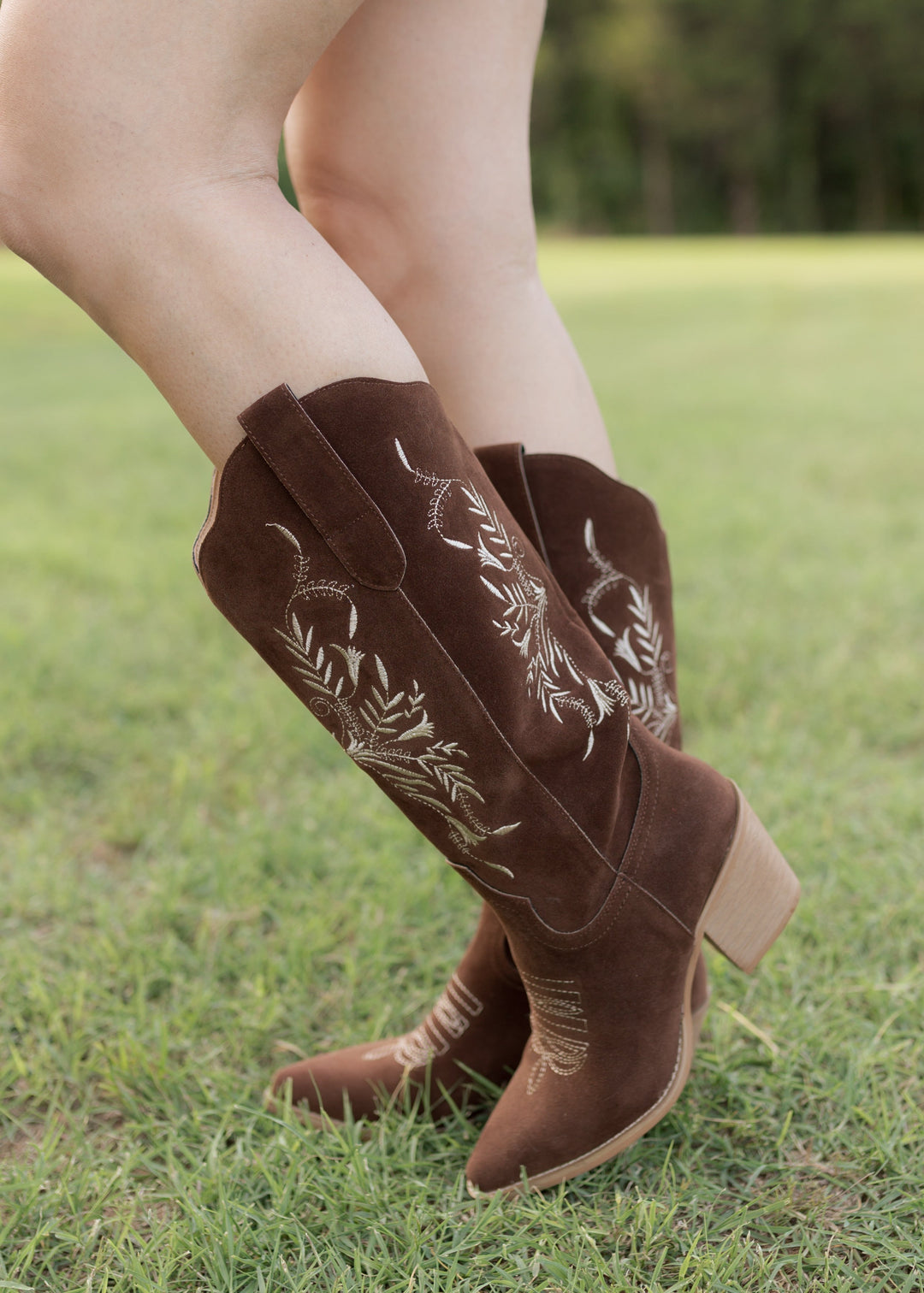 Rebecca's Flora Brown Embroidered Western Boots