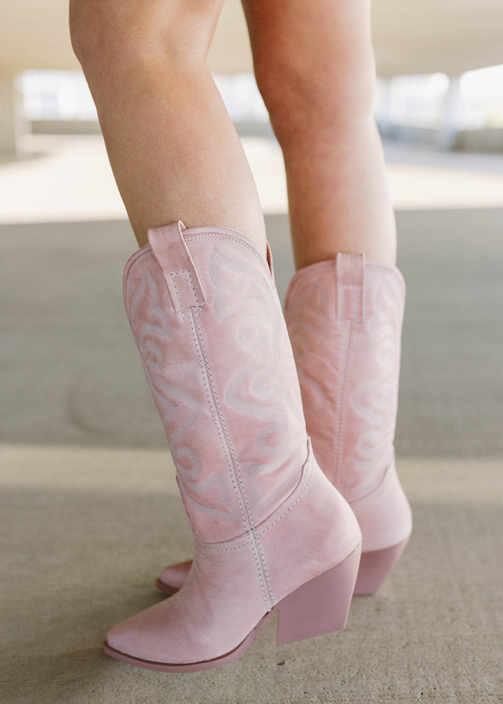 Rebecca's Pink Western Leather-Lined Boots