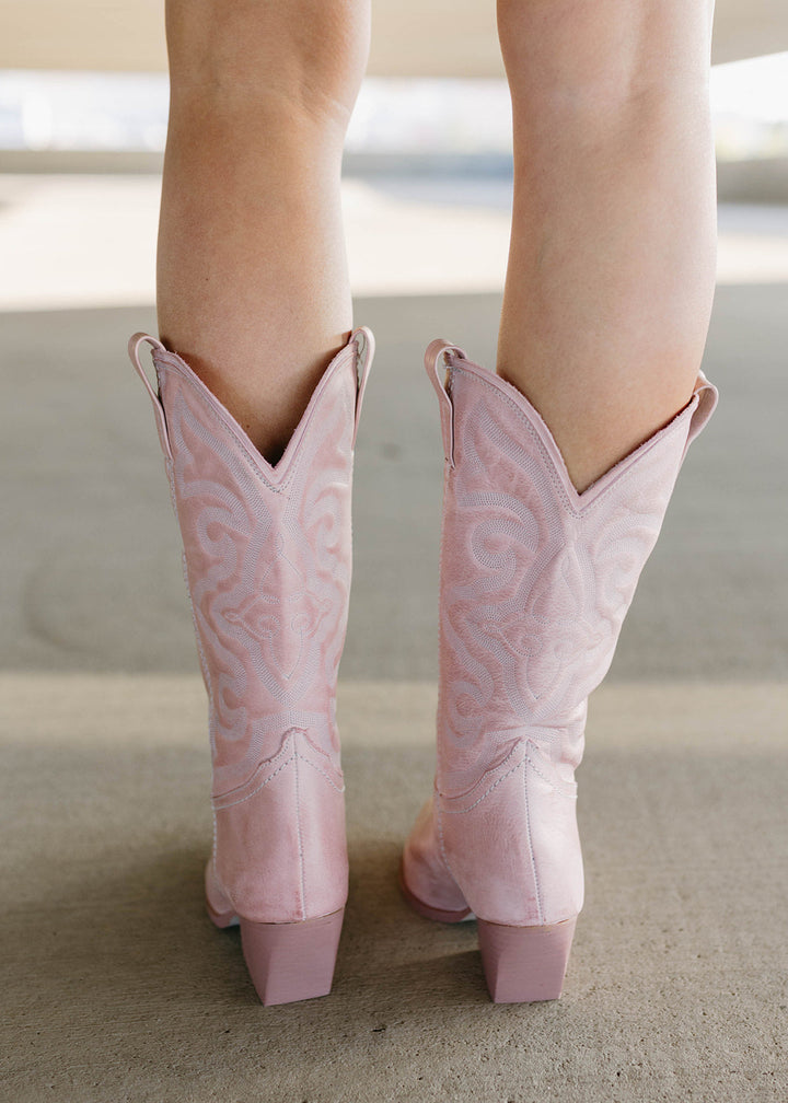 Rebecca's Pink Western Leather-Lined Boots
