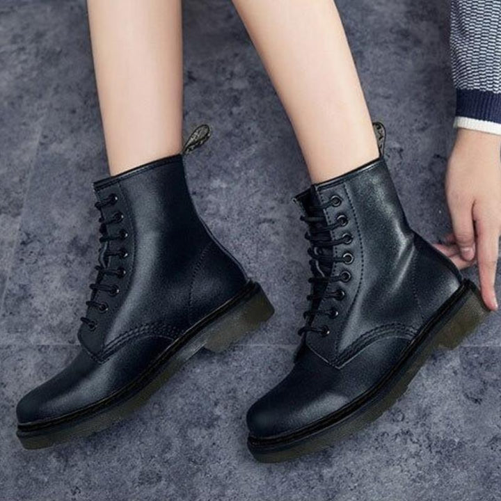 Rebecca's High-Ankle Leather Lace-Up Boots