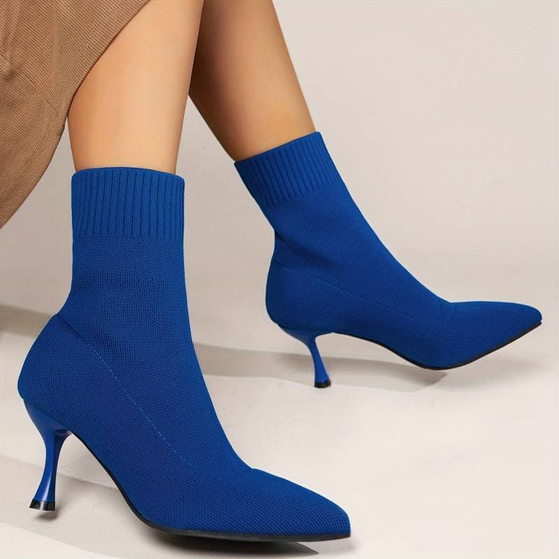 Rebecca's Elegant Knit Stiletto Boots
