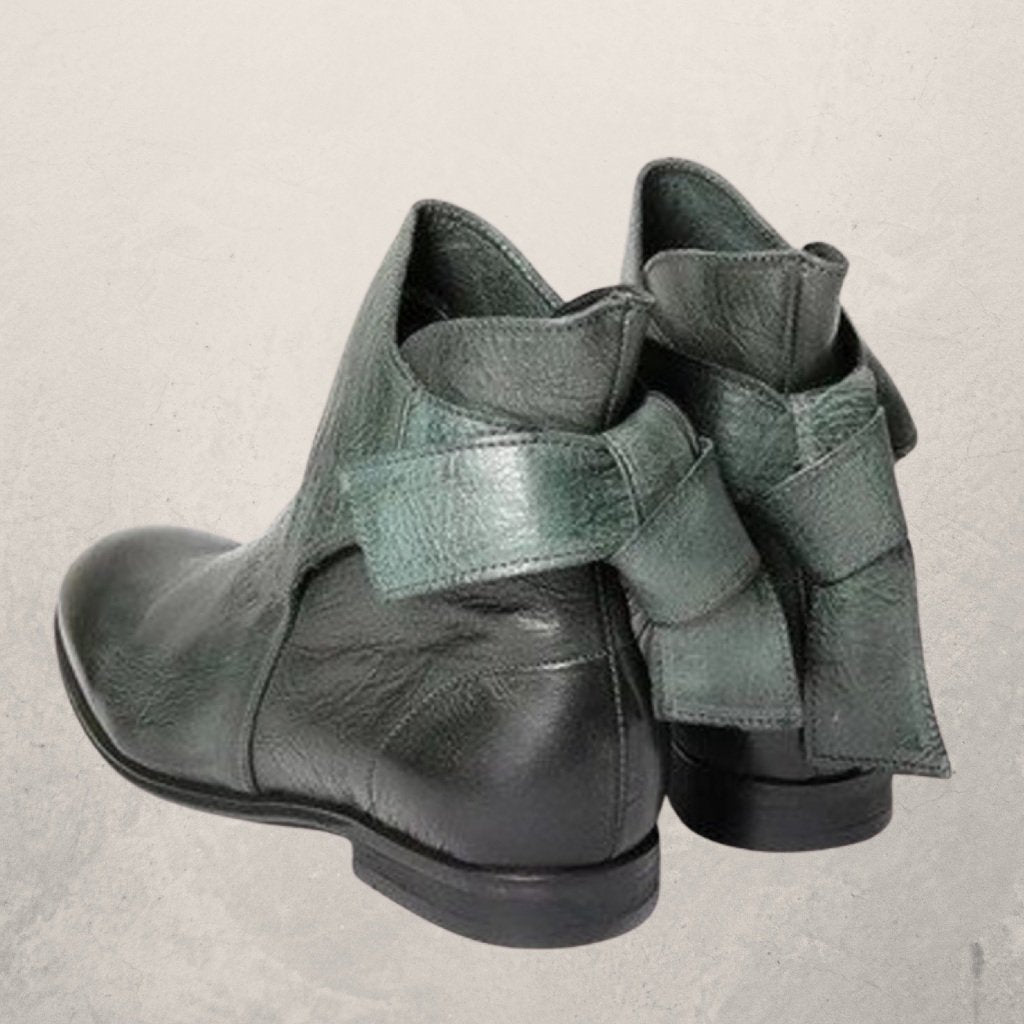 Rebecca's Elegant Bow-Detail Leather Ankle Boots