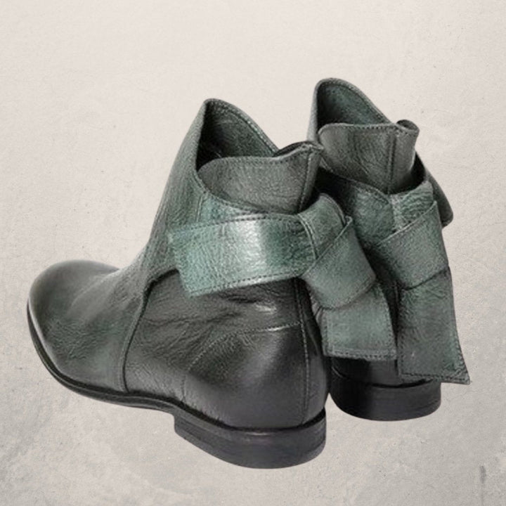 Rebecca's Elegant Bow-Detail Leather Ankle Boots