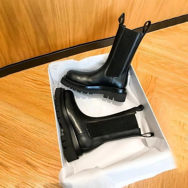 Rebecca's Chunky Leather Mid-Calf Boots