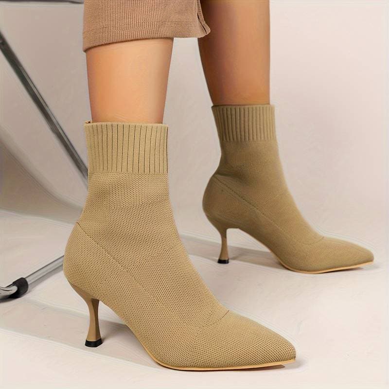 Rebecca's Elegant Knit Stiletto Boots
