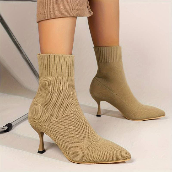 Rebecca's Elegant Knit Stiletto Boots