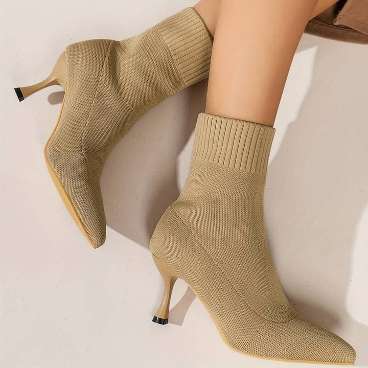 Rebecca's Elegant Knit Stiletto Boots