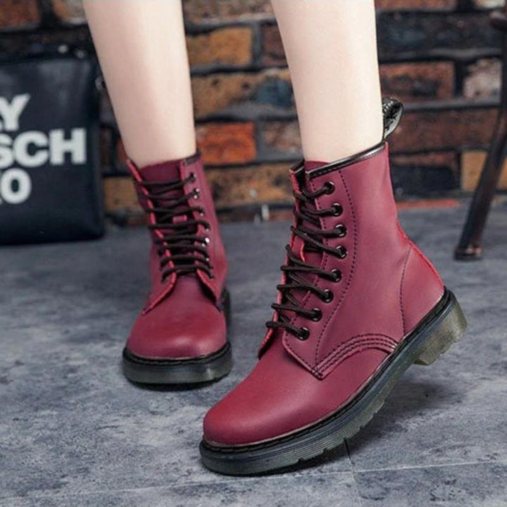 Rebecca's High-Ankle Leather Lace-Up Boots
