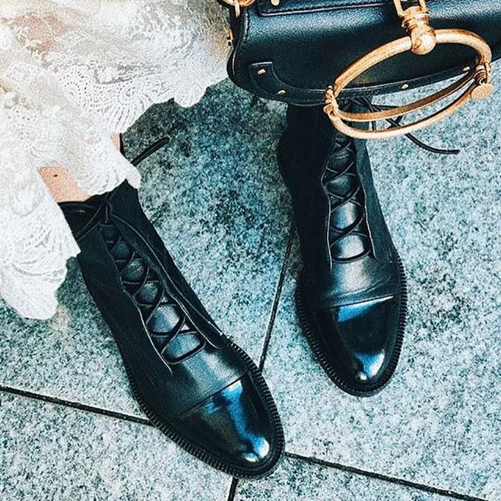 Rebecca's Classic Lace-Up Genuine Leather Everyday Boots