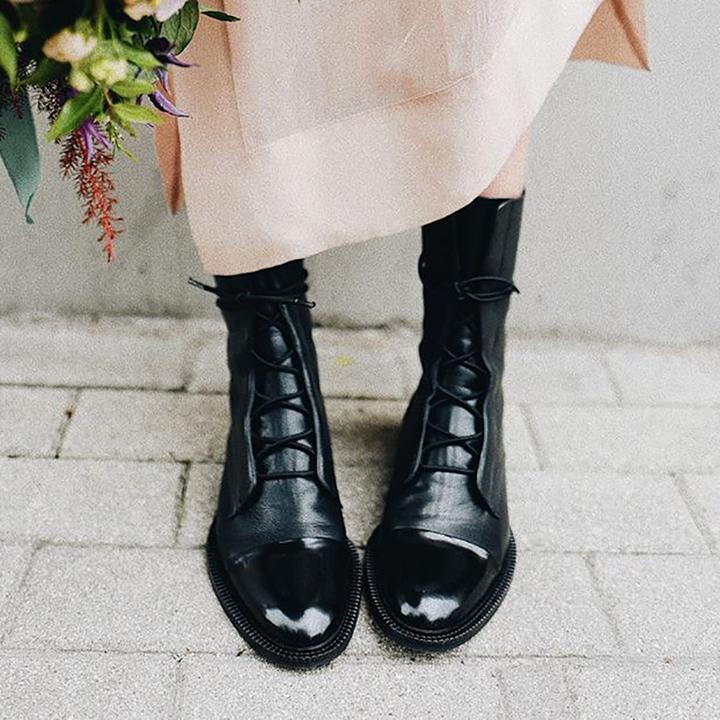 Rebecca's Classic Lace-Up Genuine Leather Everyday Boots