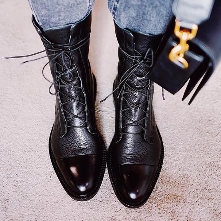 Rebecca's Classic Lace-Up Genuine Leather Everyday Boots