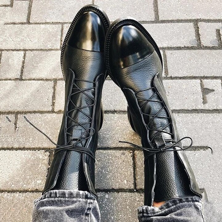 Rebecca's Classic Lace-Up Genuine Leather Everyday Boots