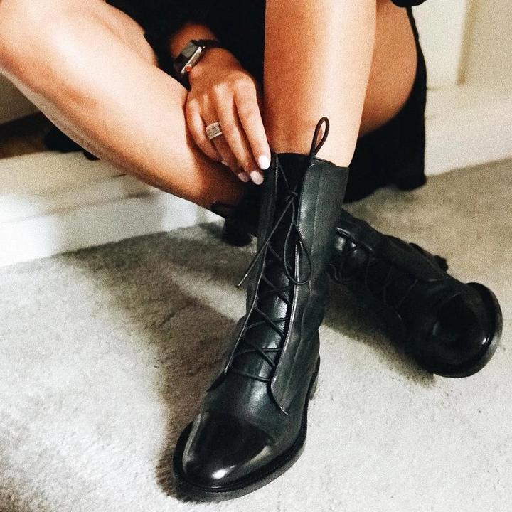 Rebecca's Classic Lace-Up Genuine Leather Everyday Boots