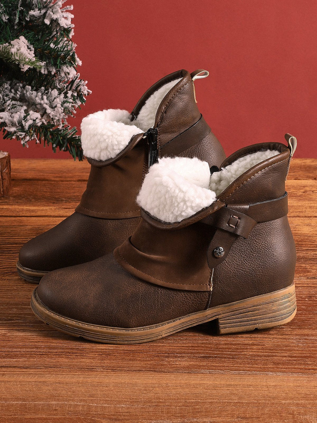 Rebecca's Classic Leather-Look Slip-On Ankle Boots