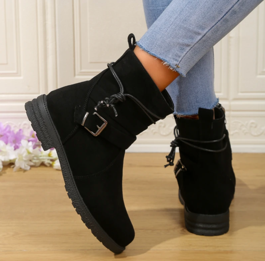 Rebecca's Suede Buckle Ankle Boots