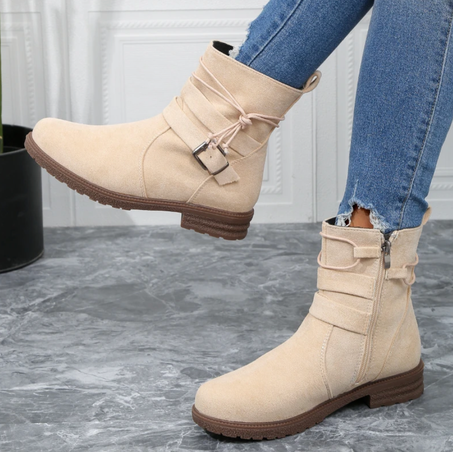 Rebecca's Suede Buckle Ankle Boots