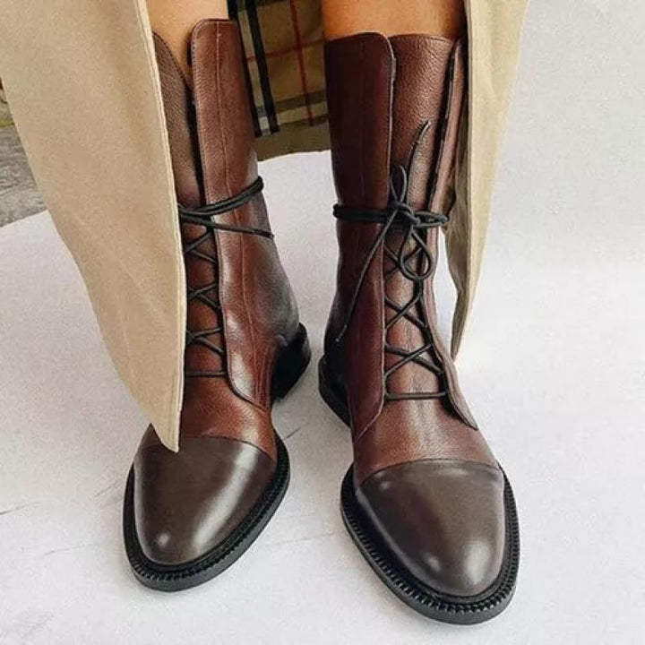 Rebecca's Classic Lace-Up Genuine Leather Everyday Boots