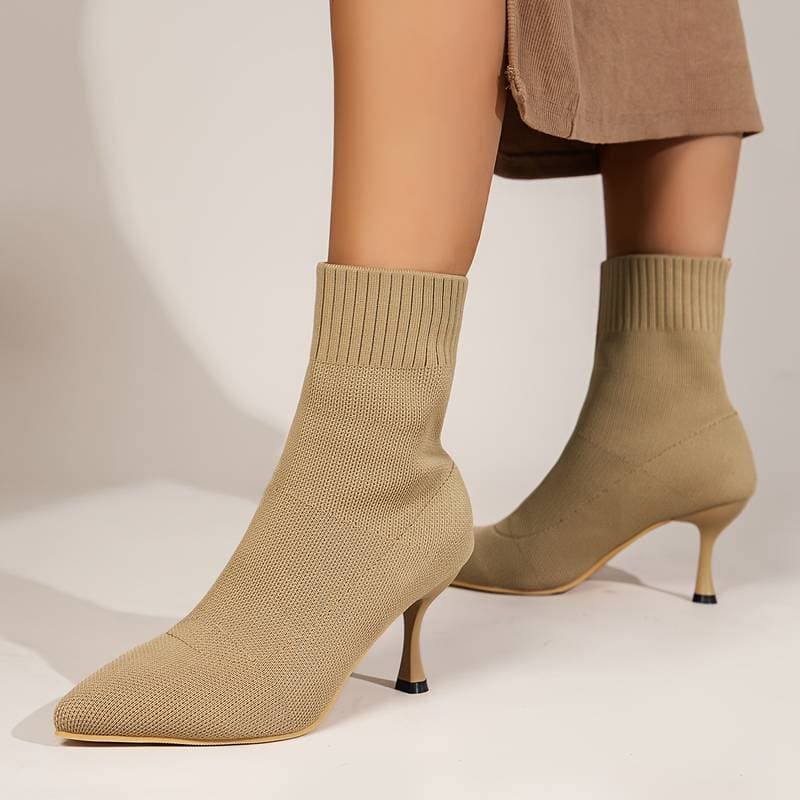 Rebecca's Elegant Knit Stiletto Boots