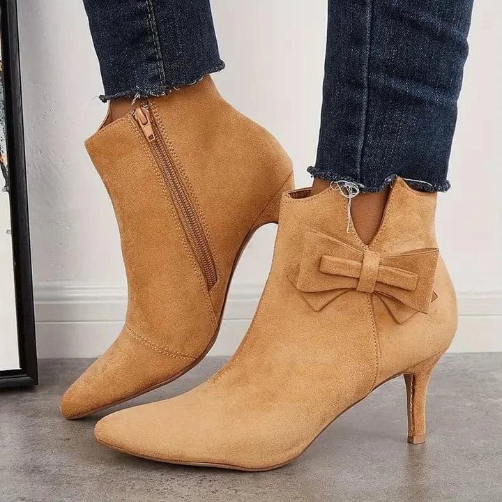 Rebecca's Elegant Bow Stiletto Ankle Boots