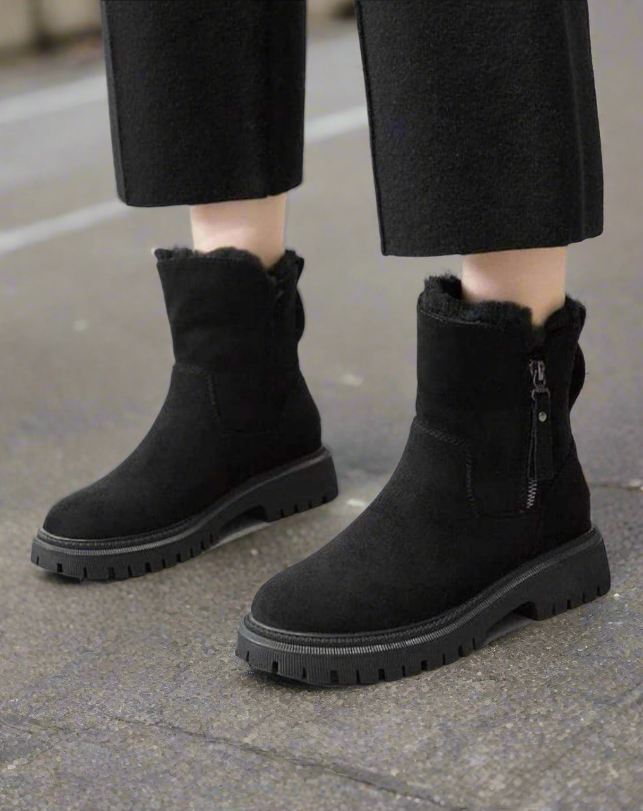 Rebecca's Warm Suede Slip-On Ankle Boots