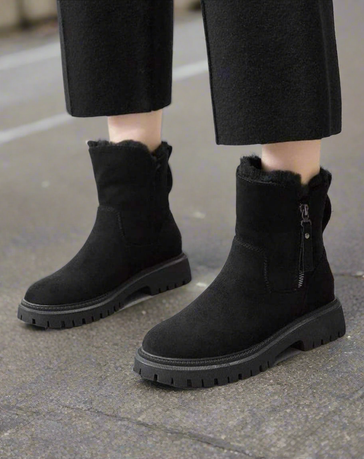 Rebecca's Warm Suede Slip-On Ankle Boots