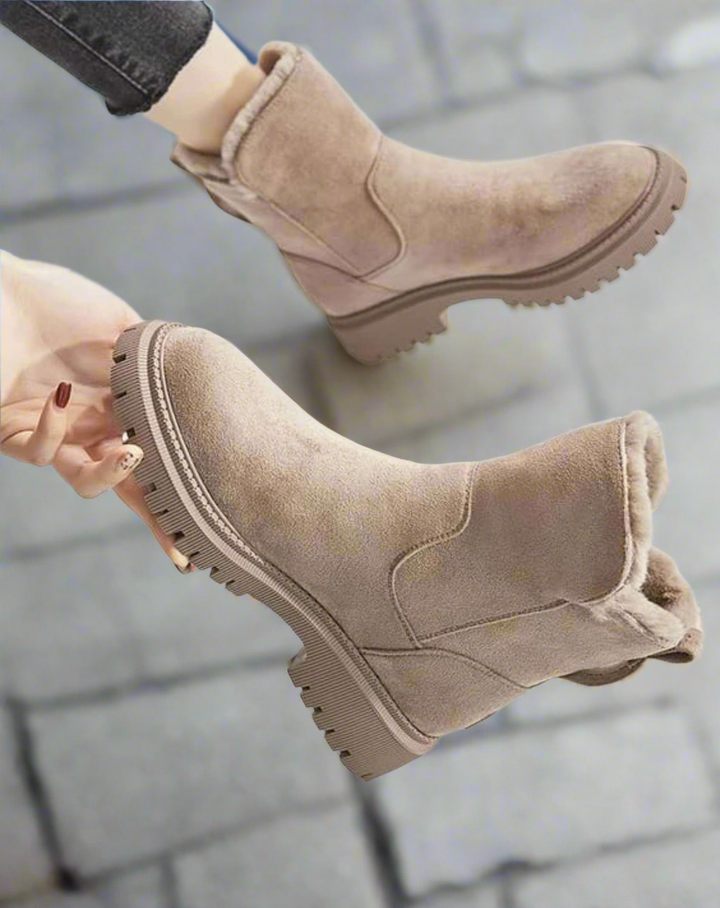 Rebecca's Warm Suede Slip-On Ankle Boots