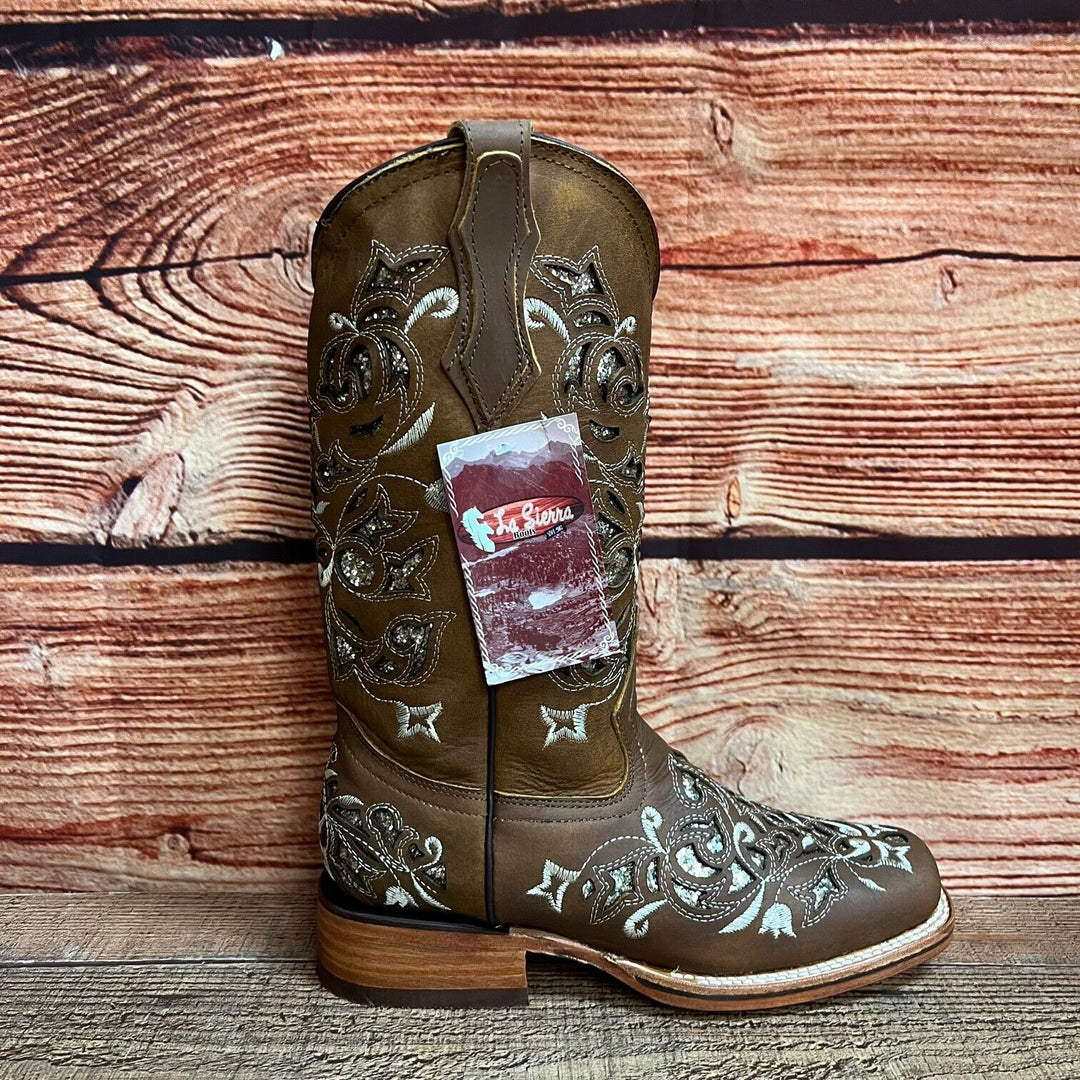 Rebecca's Western Rodeo Square Toe Glitter Inlay