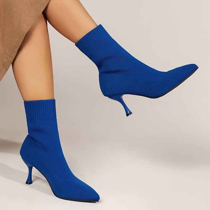 Rebecca's Elegant Knit Stiletto Boots