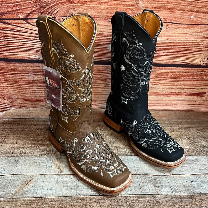 Rebecca's Western Rodeo Square Toe Glitter Inlay