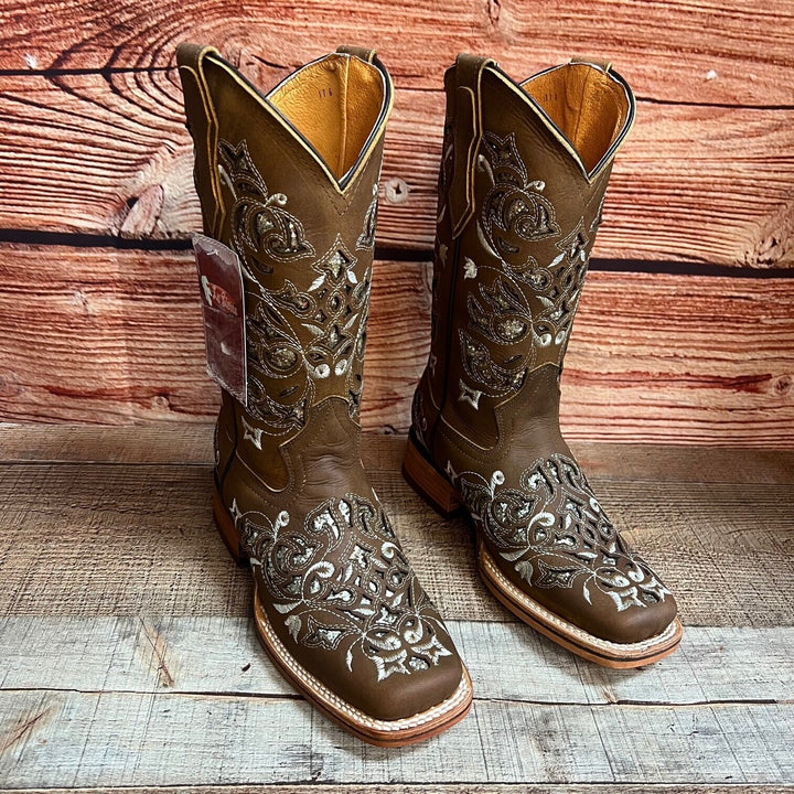 Rebecca's Western Rodeo Square Toe Glitter Inlay