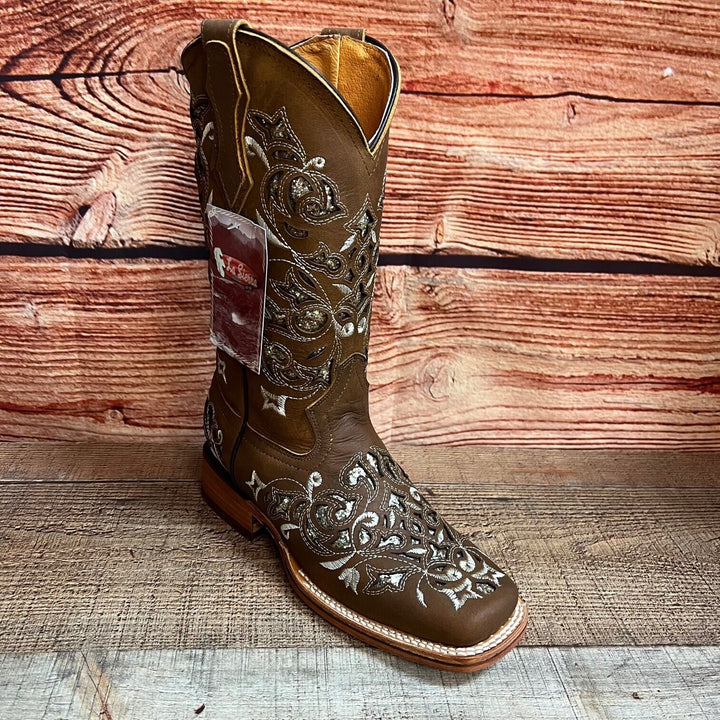 Rebecca's Western Rodeo Square Toe Glitter Inlay